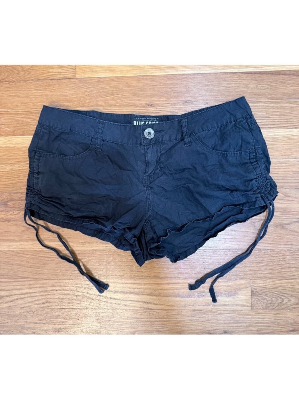Micro Mini Shorts Cinch Side Drawstring Cargo Low Rise Vtg Y2K SZ 9